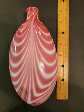 Antique Nailsea Glass Flask Bottle Red Swirls on Cased Milk Glass picture