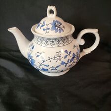Vintage Procelain Blue Tea Pot With Lid picture