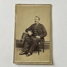 Antique CDV Photograph Charming Man In Chair Utica NY picture