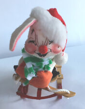 Annalee Bunny Rabbit on Sled Christmas 1988 Vintage 7  Inch Big Puffy Tail Scarf picture
