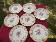Rare Set of 7 Antique Wm. Guerin Limoges France Flower Dinner Plates 10 7/8