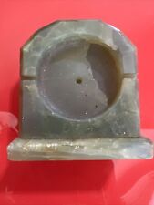Vintage Carved Marble Clock Base Heavy Thick Stone Green 4” by 4” Mid Century picture