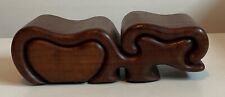 Vintage Wood Carved Stash Puzzle Trinket Jewelry Box Fred Marilyn Buss Signed picture