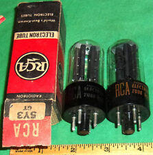 (2) RCA 5Y3GT Full-Wave Rectifier Tubes 1-NOS Clean Tested GOOD Blk Plates picture