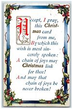 Lansing Michigan MI Postcard Christmas Message Holly Berries Embossed 1912 picture