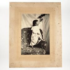 Child Reaching for Berries Photo c1895 Card-Mounted Floral Armchair Child A427 picture