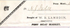 1895 W.B. Lambdin Proprietor Pony Meat Market  PONY MT Billhead picture