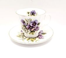 Pansy Teacup Saucer Set/Bone China/Crown Victoria/Staffordshire England/2 Piece picture