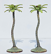 Vtg. 1970's--Mikasa--Cast Iron-Candle Holder Set-Tropical Palm Trees-Felt Bottom picture