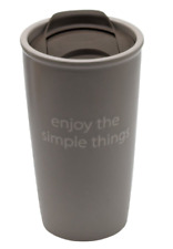 Enjoy The Simple Things Tall Heavy Gray Stoneware Mug Sealable Lid picture