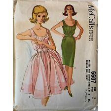 Vintage 1962 McCall's Sewing Pattern 6607 Size 12 Bust 32 Dress with Two Skirt picture