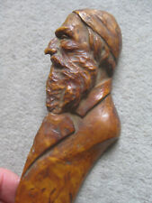 Antique Carved Wooden Judaica Letter Opener Jew Rabbi c 1900 Germany Judaism old picture
