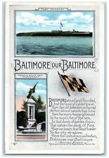 c1910's Fort McHenry Francis Scott Key Monument Baltimore MD Antique Postcard picture