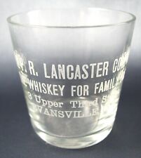 Antique Evansville IN Pre Prohibiton P.R. Lancaster Bourbon Whiskey Shot Glass picture