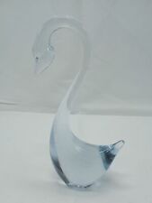 Art Glass Swan Pale Blue Hand Blown Murano Style MCM Mid Century picture
