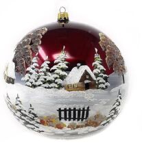 Polish Gallery Christmas Ornament Countryside Landscape Large Blown Glass Bal... picture
