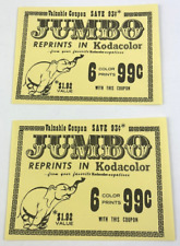 Vintage 1970's KODAK Kodacolor Jumbo Reprints Coupon Elephant Advertising Yellow picture