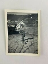 Small Boy Hat Sandbox Toy Play Vintage B&W Photograph 3 x 4 House Sweater picture