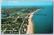 Aerial Panorama View of The Pier & Skyline-POMPANO BEACH, Florida Posted 1969 picture