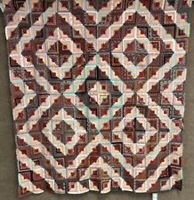 Graphic PA c 1880-1890s Log Cabin QUILT Top Antique picture