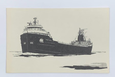 Ernest T. Weir Bulk Freighter Hanna Mining Co Block Print Postcard Unposted Vtg picture