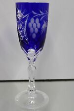 Ajka Marsala Cobalt Blue Cut to Clear Crystal Fluted Champagne Goblet {115} picture