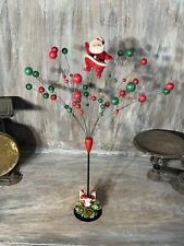 MCM Flocked Santa Floating Atomic Balls Red Green Table Top Mobile Kitschy Decor picture