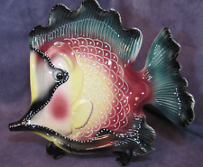 Vtg Rena Charles Studio *Pottery Plate Anthropomorphic Fish Handmade Black Nose picture