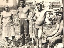 1970s Three Shirtless Handsome Men Spade Construction Gay int Vintage Photo picture