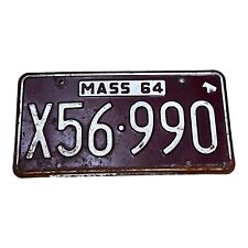Vintage Massachusetts 1964 Collectible License Plate Original Tag # X56 990 Red picture