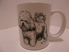 Vintage Hand Painted Bichon Frise Dog Coffee Mug Signed Made by Cindy Farmer picture