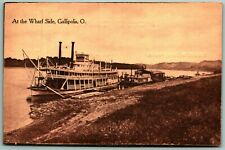 Steamer Steam Boat at Wharf Gallipolis Ohio OH UNP GA Roedell DB Postcard D14 picture