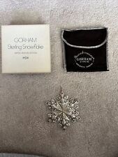 Vintage 1973 Gorham Sterling Silver Christmas Snowflake Tree Ornament Pouch& Box picture