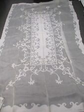 VTG MADEIRA PORTUGAL GREY SHEER ORGANDY EMBROIDERED TABLECLOTH & NAPKINS 79x108 picture