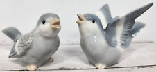 Otagiri Glossy Ceramic Pair of Free Standing Blue Bird/Sparrow Figurines, Japan picture