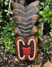Hawaiian style Hand carved wooden tiki wall hanging-25x10 inches picture
