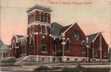 Herington KS Kansas First ME Church Vintage Antique Postcard Postmarked 1909 picture