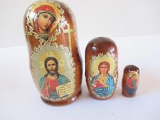Story of Jesus Mary Russian Nesting Doll - Hand Pained 3” Tall - 3 Pc picture