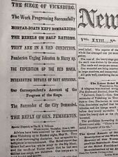 Civil War Newspapers-  THE SIEGE OF VICKSBURG:  SURRENDER OF THE CITY DEMANDED picture