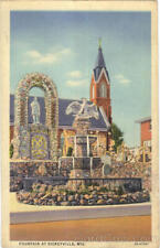 Fountain At Dickeyville,WI Grant County Wisconsin Linen Postcard Vintage picture