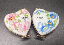 VTG Limoges La Gloriette Joining Hearts “You and Me” Trinket Ring Box Peint Main picture