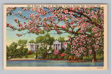 Postcard Cherry Blossoms Cleveland Ohio OH Art Museum Scenic Water View picture