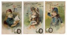 3 CLARK'S MILE END Sewing Thread VICTORIAN Trade Cards 1880's LITTLE GIRLS picture