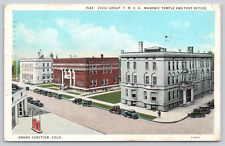 Postcard Grand Junction, Colorado, 1936, YMCA, Masonic Temple, Post Office A505 picture