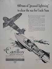 1942 U.S.S. Carilloy Alloy Steels Fortune WW2 Print Ad Q4 Plane Boat Uncle Sam picture