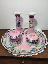 Vintage Hand Painted 7 Piece  Porcelain Dresser  Vanity Set, Floral design picture