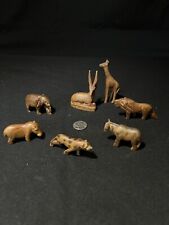 Small African Animals Lot of 7 Vintage Wooden Hand Carved picture