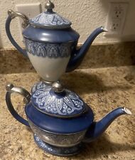 Bombay Company Blue White And Porcelain Large And Small Teapots picture