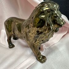 Vintage Bronze Gold Color Ceramic Lion Figurine Safari Africa 6 3/4” Tall EUC picture