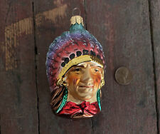 90s Christopher Radko Xmas Ornament Native American Indian in Headdress Germany picture